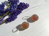 Genuine Red Japanese Beach Glass Marble Earrings