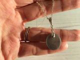 Japanese Sea Glass Ohajiki, Flat Marble Necklace, Grey