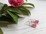 Scottish Pink Sea Glass Heart Design Earrings - Sterling Silver